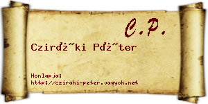 Cziráki Péter névjegykártya