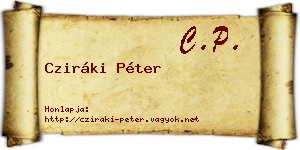 Cziráki Péter névjegykártya